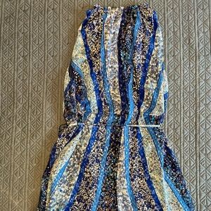 Elie Tahari Multi-Stripe Metallic Floral Dress